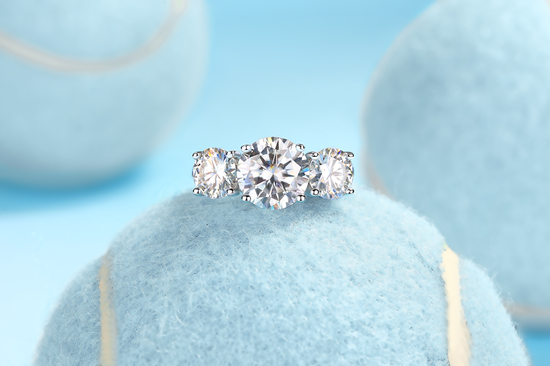 Three Lives Of Fortune - A Wedding Ring Set With Top-quality 3-carat Moissanite Silver And