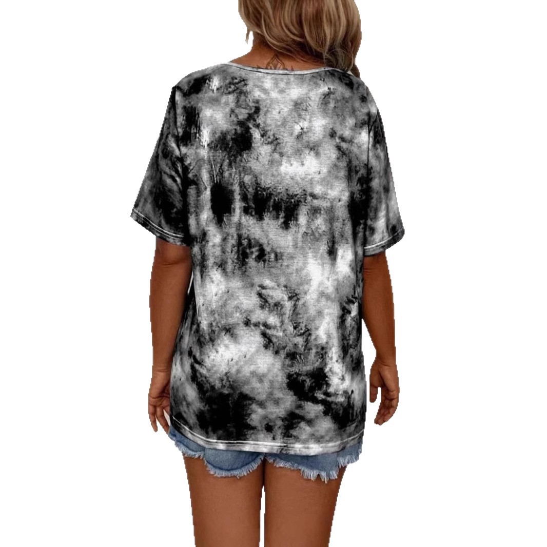 Tie-dye Printed Drawstring Casual Fashion Short-Sleeve T-Shirt
