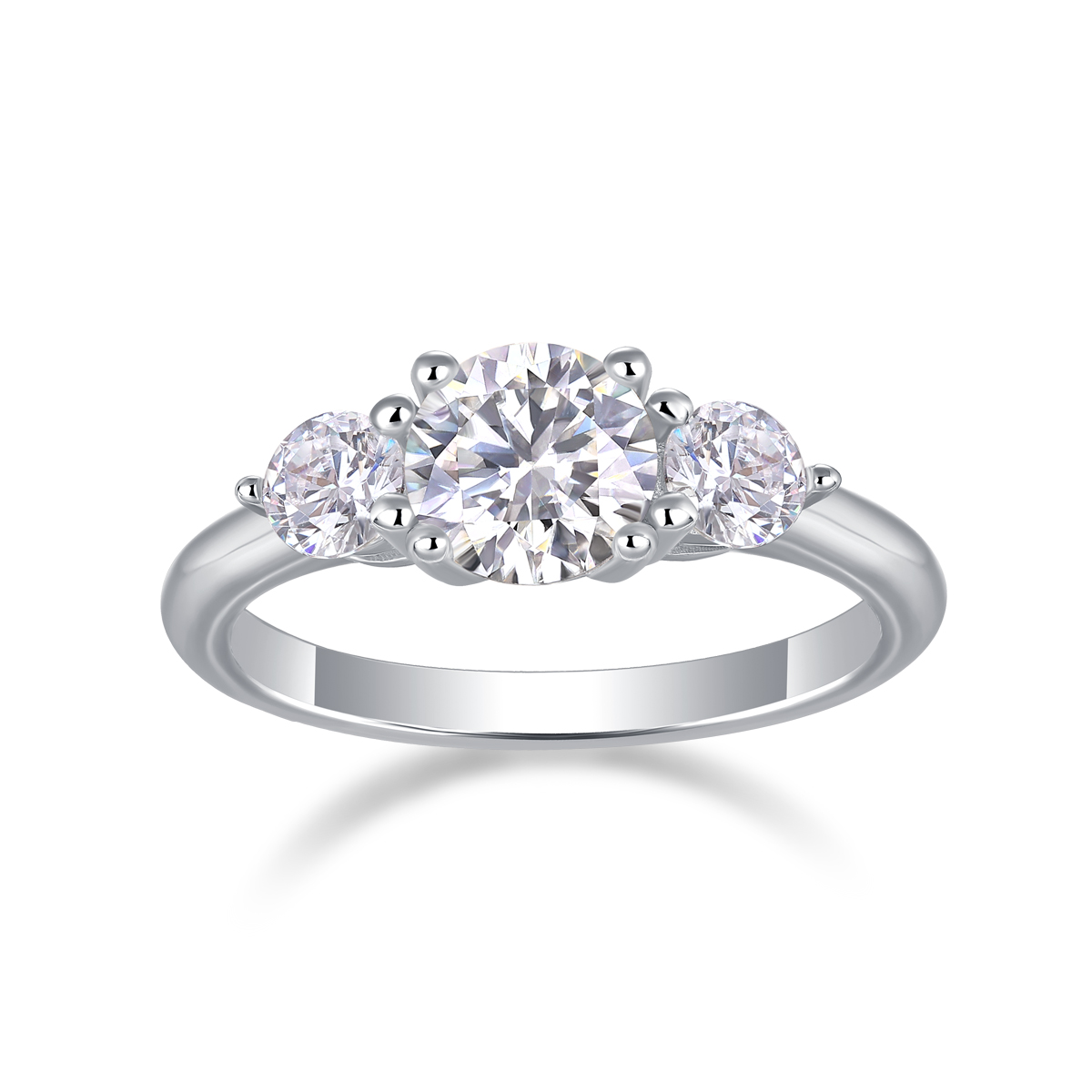 Time Prelude - A Wedding Ring Set With 1-carat And 2-carat Top-quality Moissanite Silver