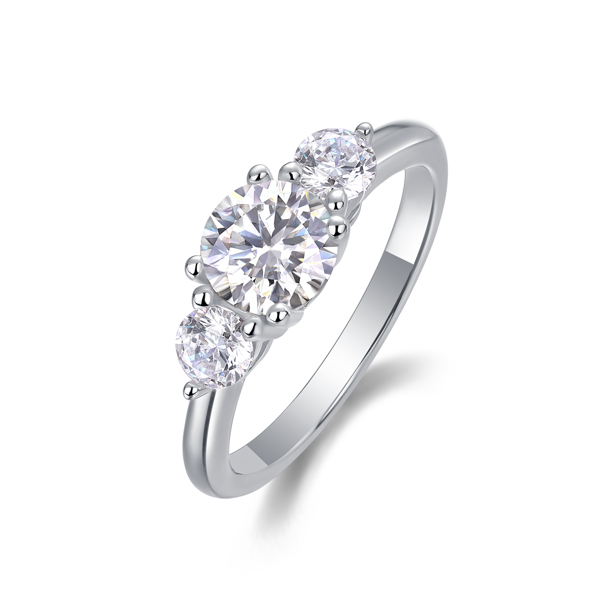 Time Prelude - A Wedding Ring Set With 1-carat And 2-carat Top-quality Moissanite Silver