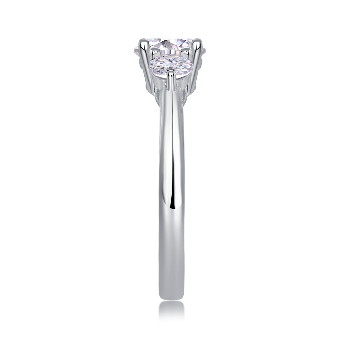 Time Prelude - A Wedding Ring Set With 1-carat And 2-carat Top-quality Moissanite Silver