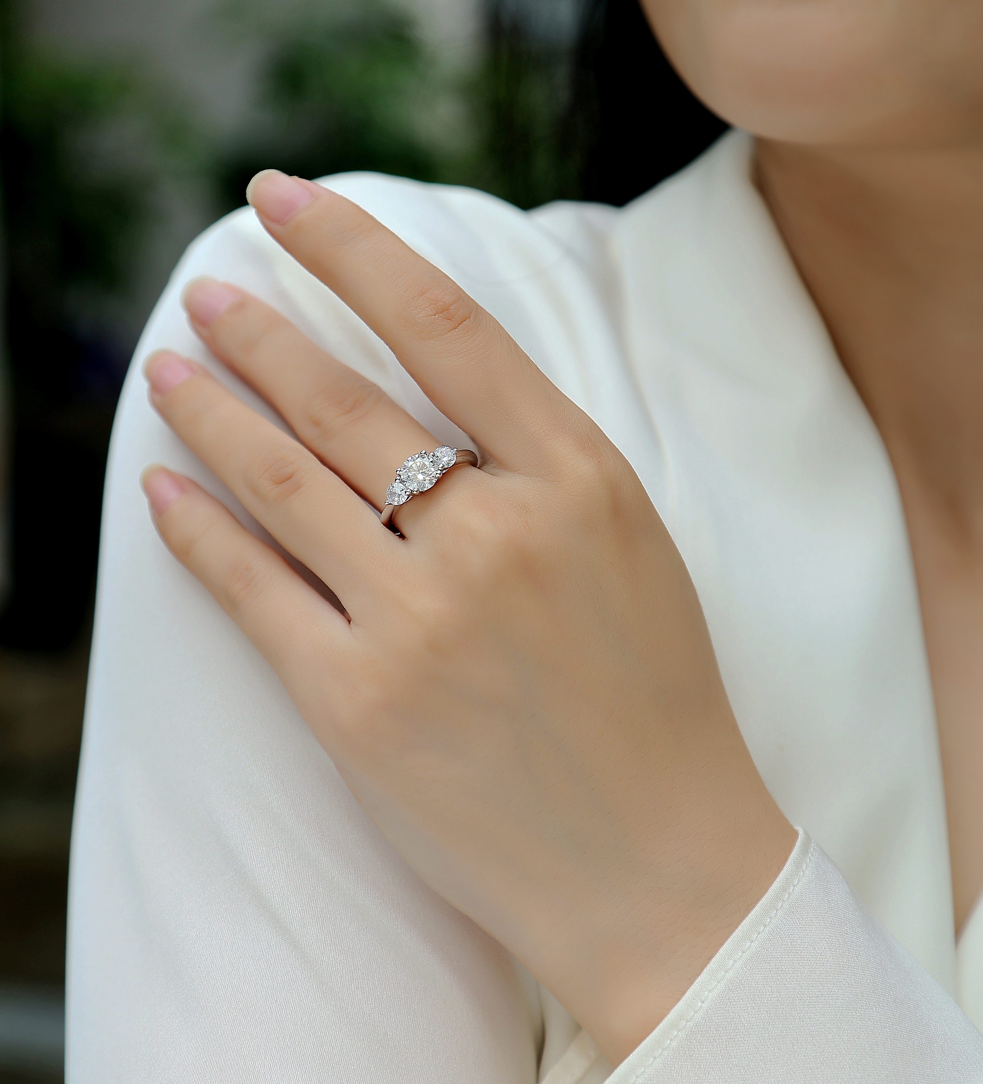 Time Prelude - A Wedding Ring Set With 1-carat And 2-carat Top-quality Moissanite Silver