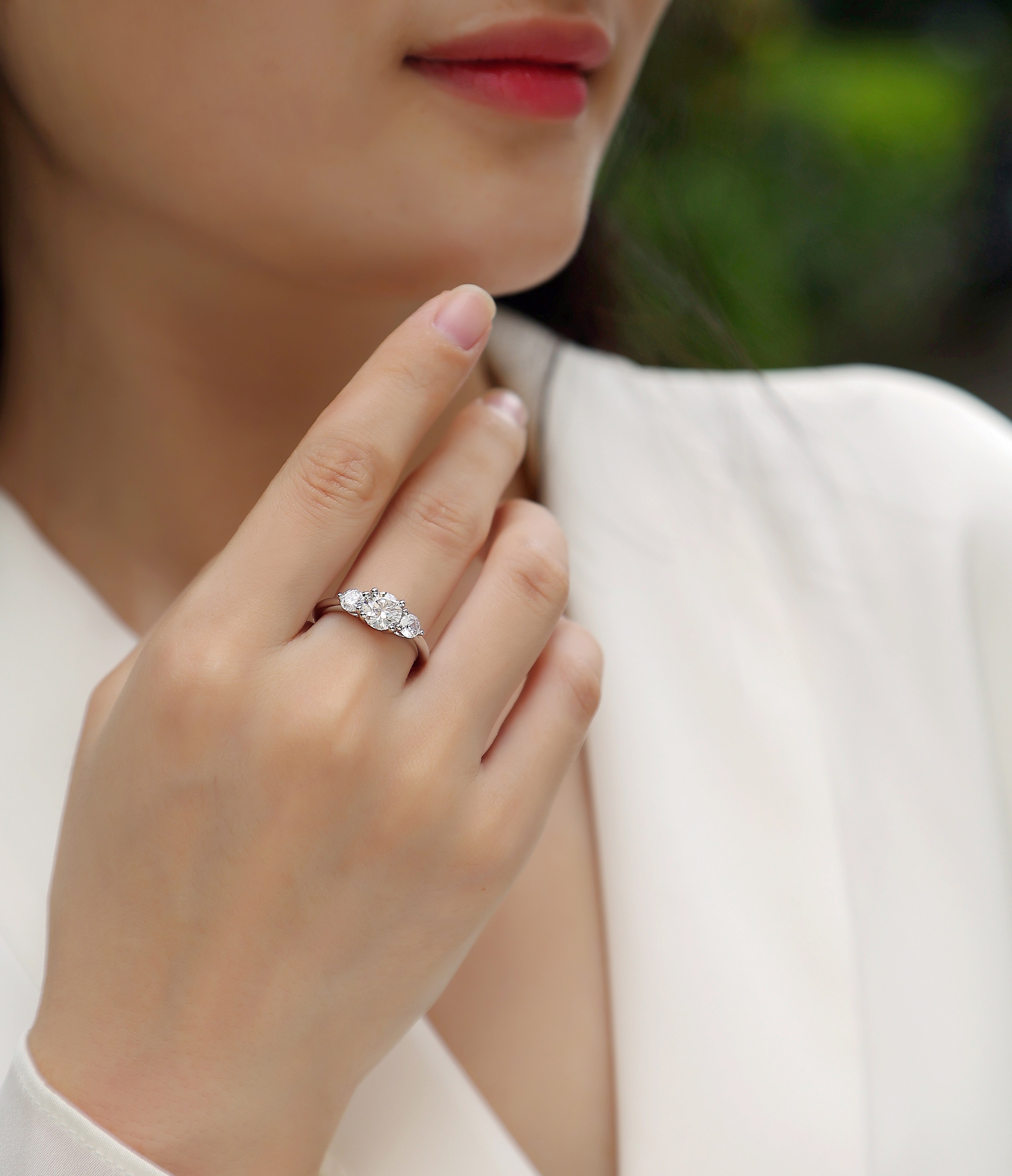 Time Prelude - A Wedding Ring Set With 1-carat And 2-carat Top-quality Moissanite Silver