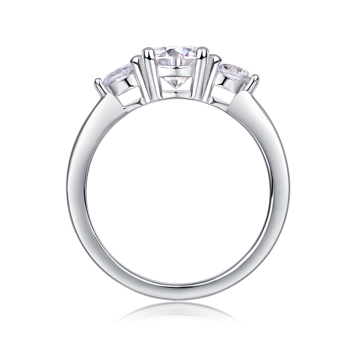 Time Prelude - A Wedding Ring Set With 1-carat And 2-carat Top-quality Moissanite Silver