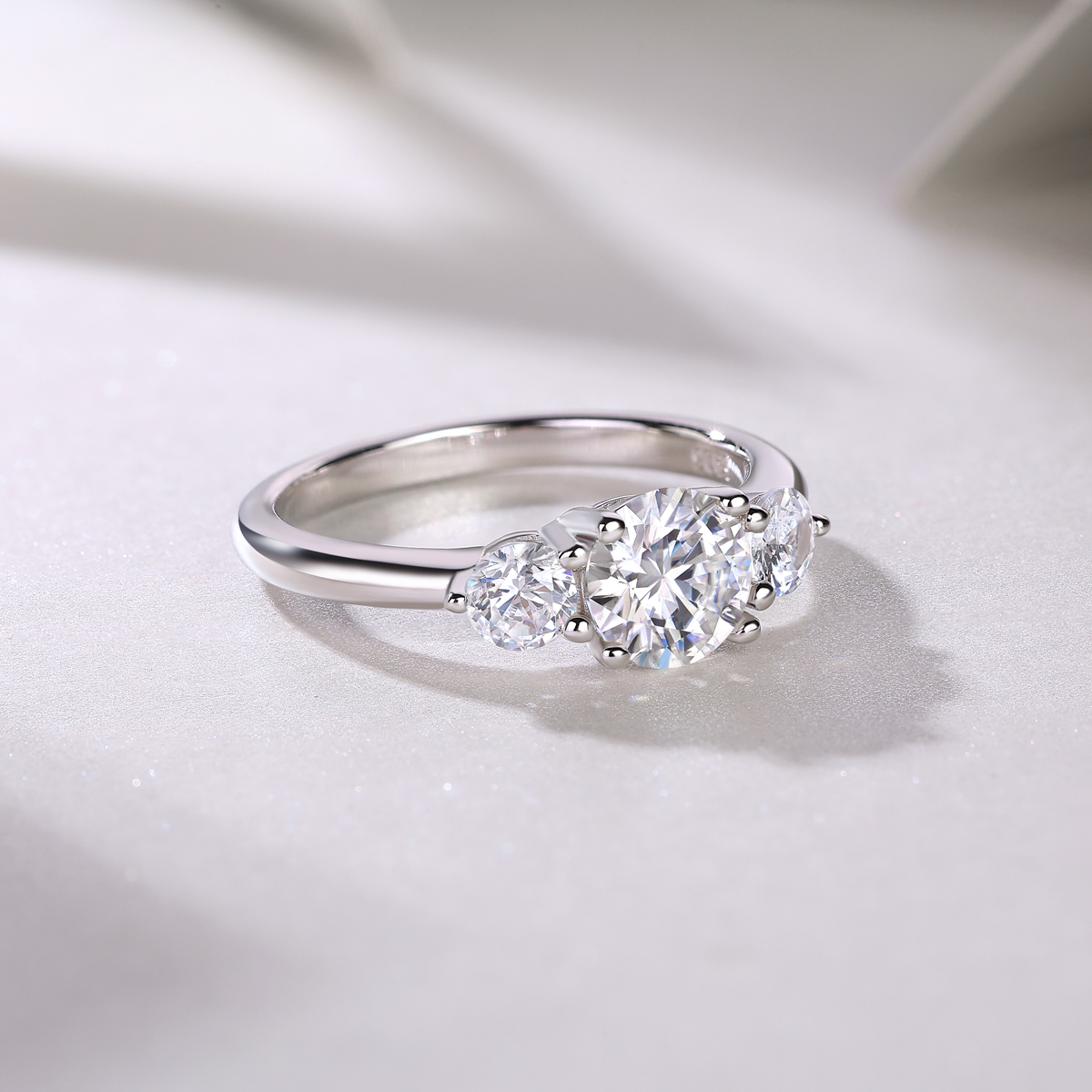 Time Prelude - A Wedding Ring Set With 1-carat And 2-carat Top-quality Moissanite Silver