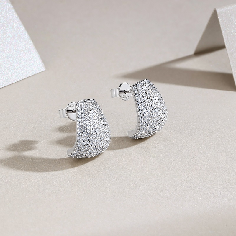 Top-quality Moissanite Luxury And Fashionable Light Luxury Jewelry Silver Stud Earrings