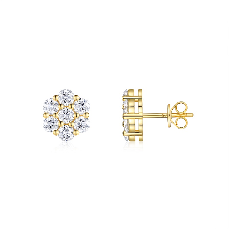 Top-quality Moissanite Luxury And Fashionable Light Luxury Jewelry Silver Stud Earrings
