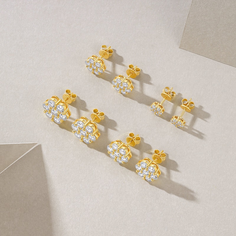 Top-quality Moissanite Luxury And Fashionable Light Luxury Jewelry Silver Stud Earrings