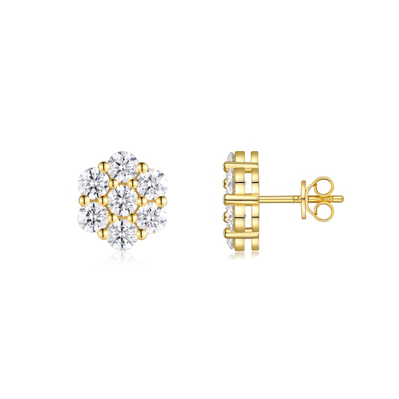 Top-quality Moissanite Luxury And Fashionable Light Luxury Jewelry Silver Stud Earrings
