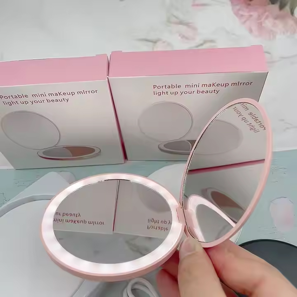 Travel Makeup Mirror With LED Light, Magnifying Mirror With Light Perfect Wife Birthday