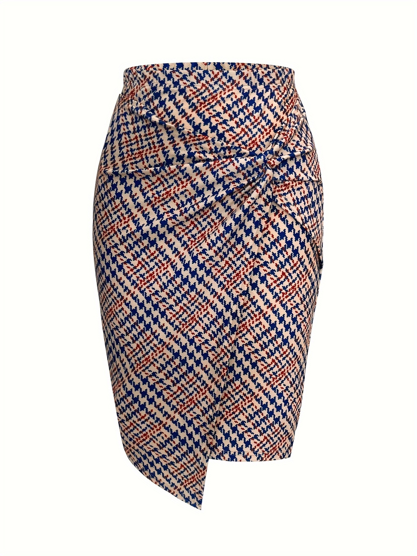 Twist Knot Print Pencil Skirt Printed Twist-Details Sheath In Linen Blend