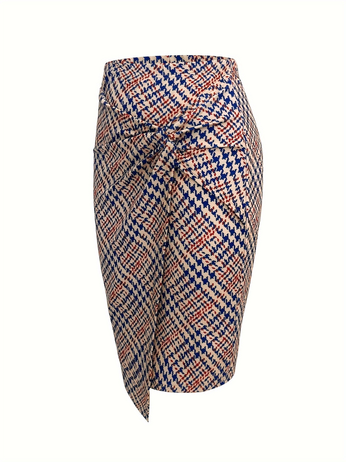 Twist Knot Print Pencil Skirt Printed Twist-Details Sheath In Linen Blend