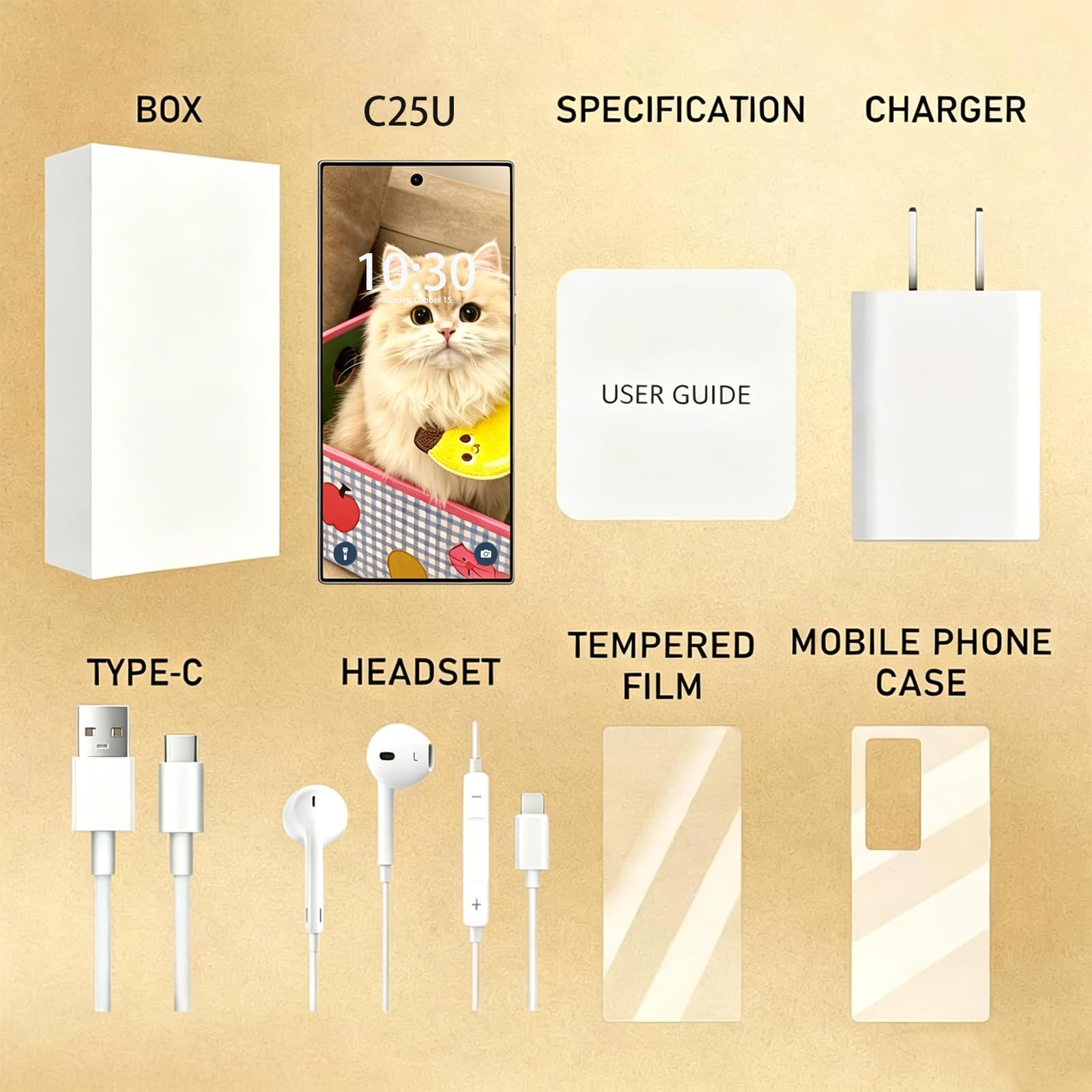 Ultra Unlocked Phone With NFC, 12-512GBSmartphone,8000mAh,6.9in HD Screen,Android 15 Cell