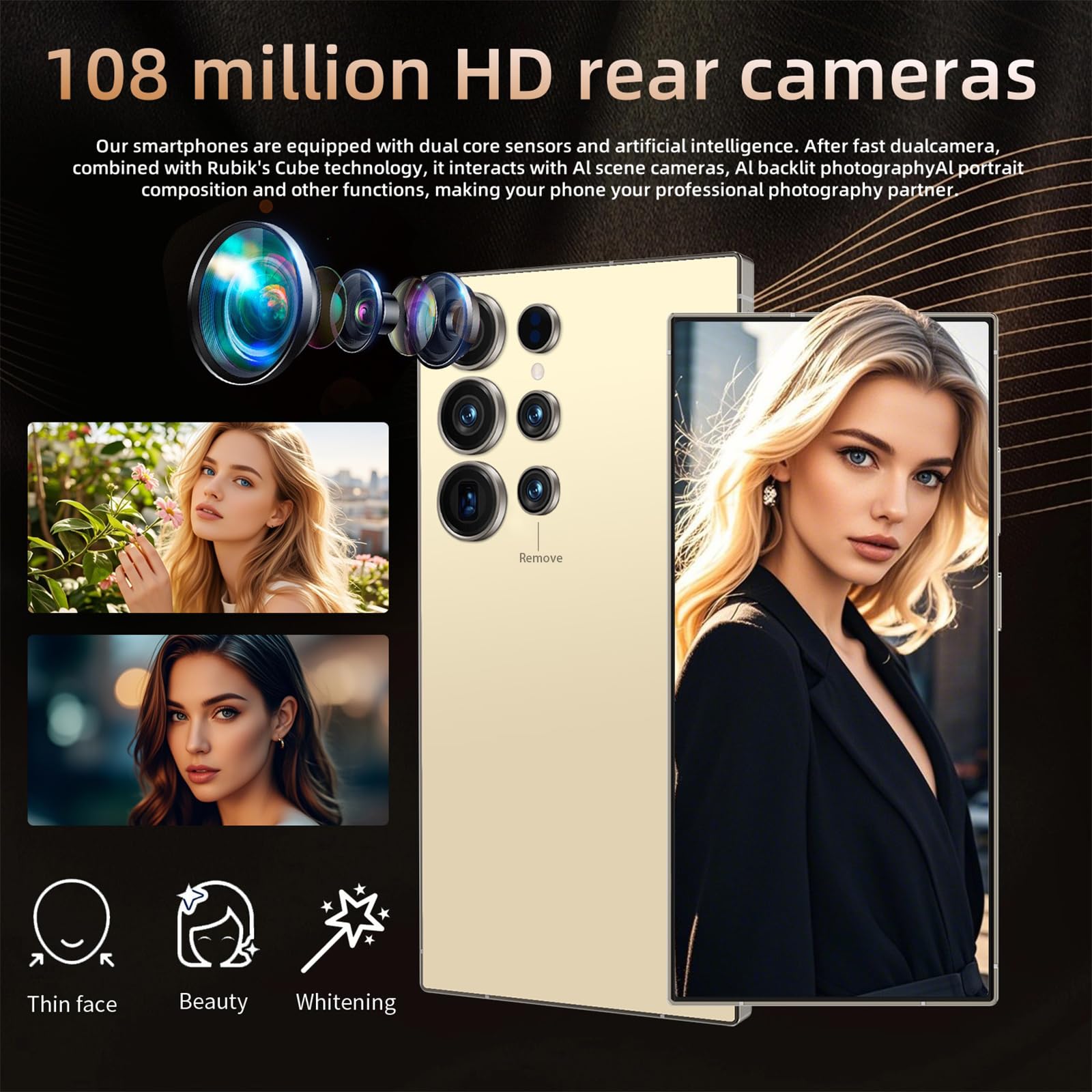 Ultra Unlocked Phone With NFC, 12-512GBSmartphone,8000mAh,6.9in HD Screen,Android 15 Cell