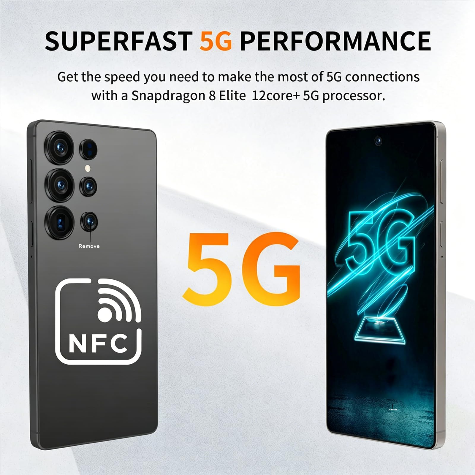 Ultra Unlocked Phone With NFC, 12-512GBSmartphone,8000mAh,6.9in HD Screen,Android 15 Cell