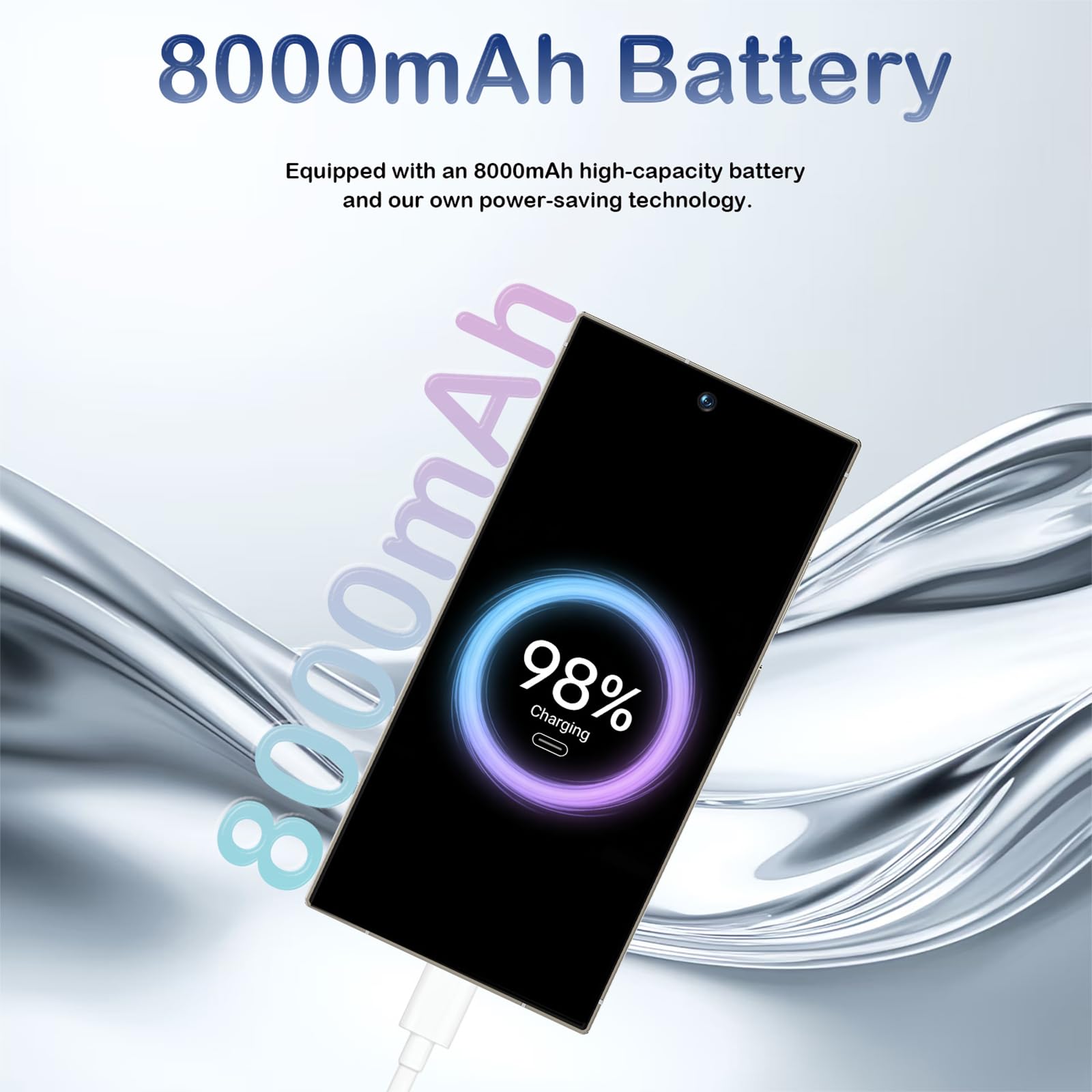 Ultra Unlocked Phone With NFC, 12-512GBSmartphone,8000mAh,6.9in HD Screen,Android 15 Cell
