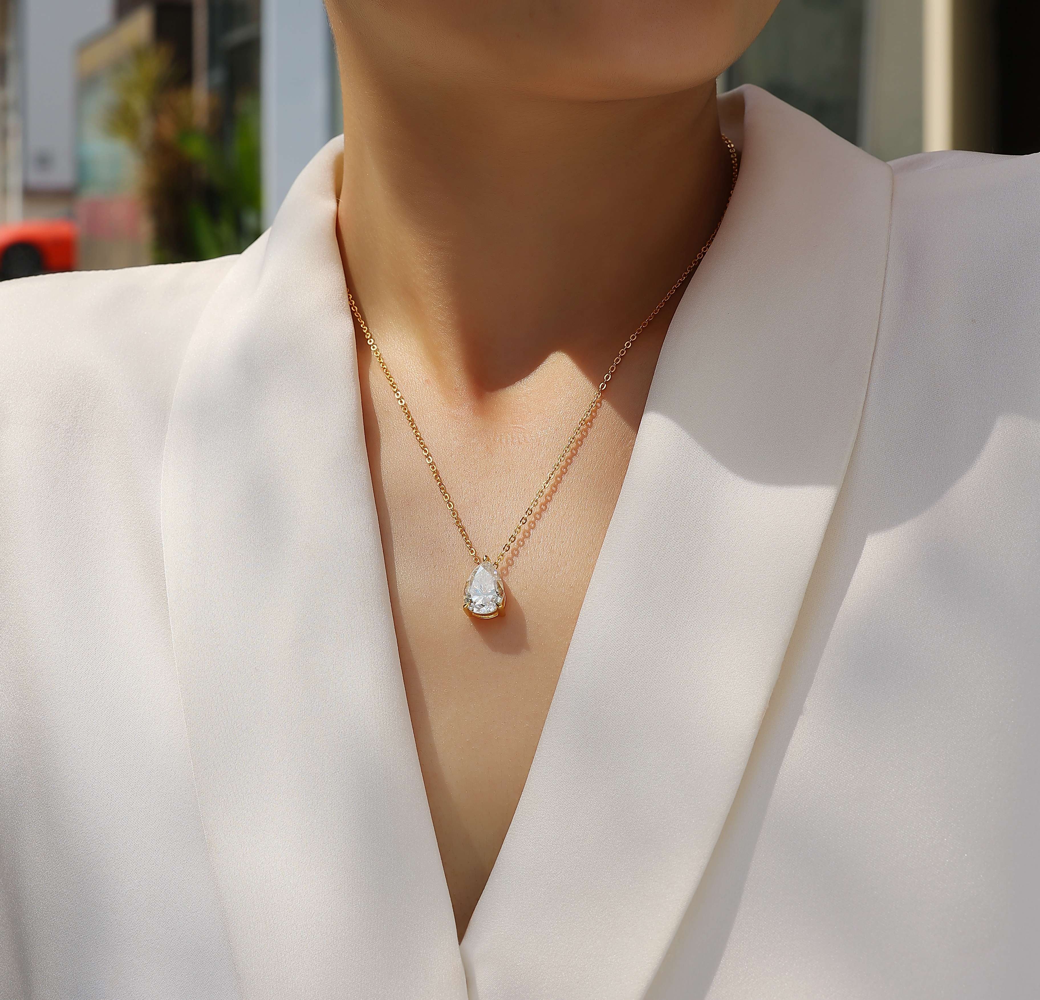 Under The Moon - A Fashionable And Trendy Necklace Pendant Set With Pear-shaped