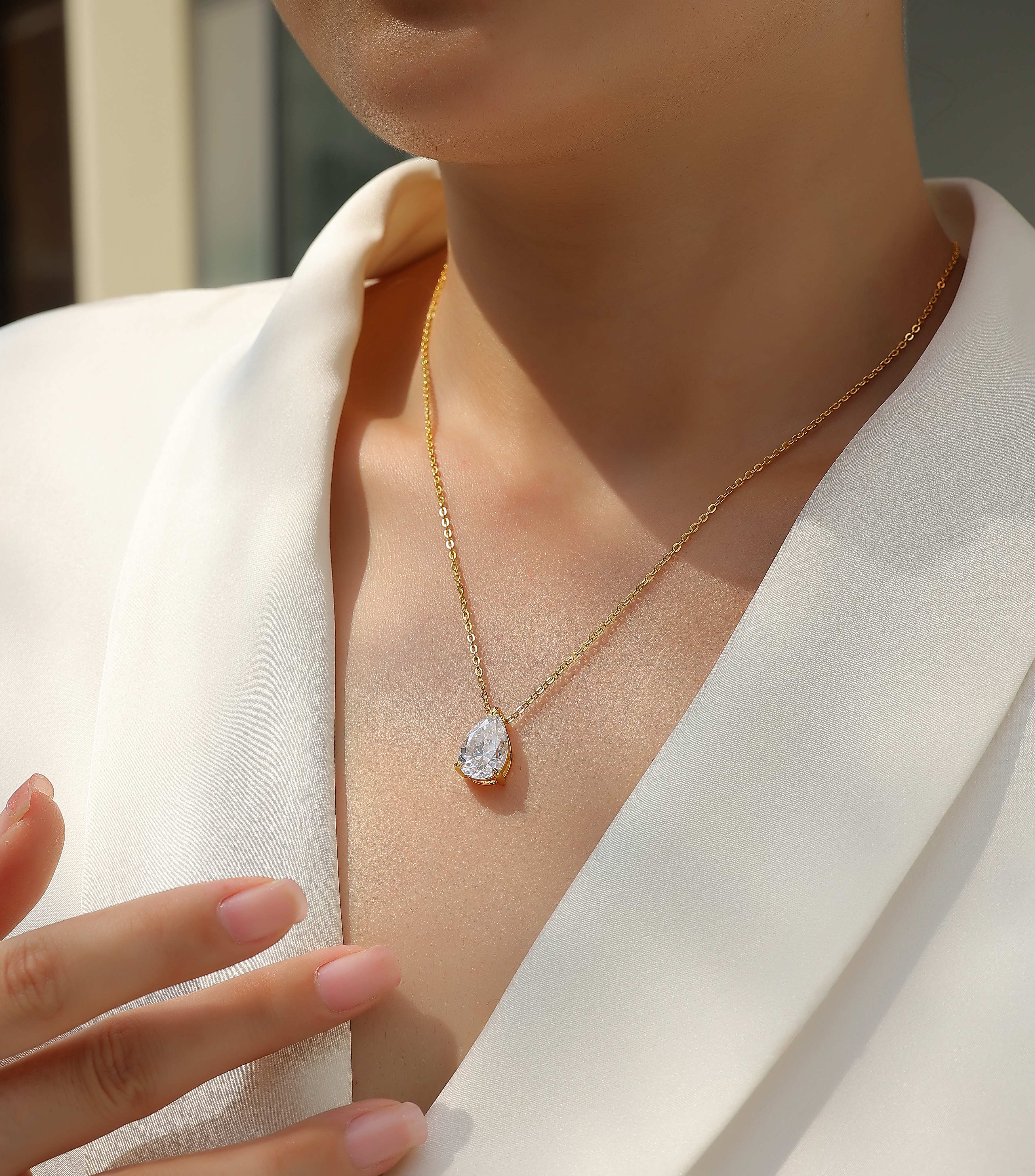 Under The Moon - A Fashionable And Trendy Necklace Pendant Set With Pear-shaped