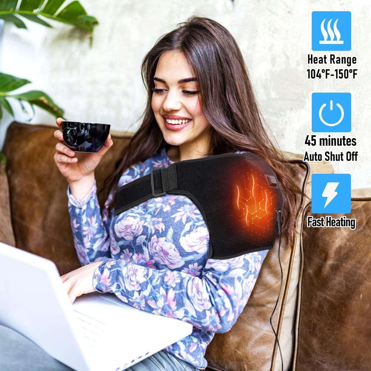 USB-beheiztes Schulterwickel-Thermo-Schulterpolster zur Linderung von Nacken- und Gelenkschmerzen, einzeln