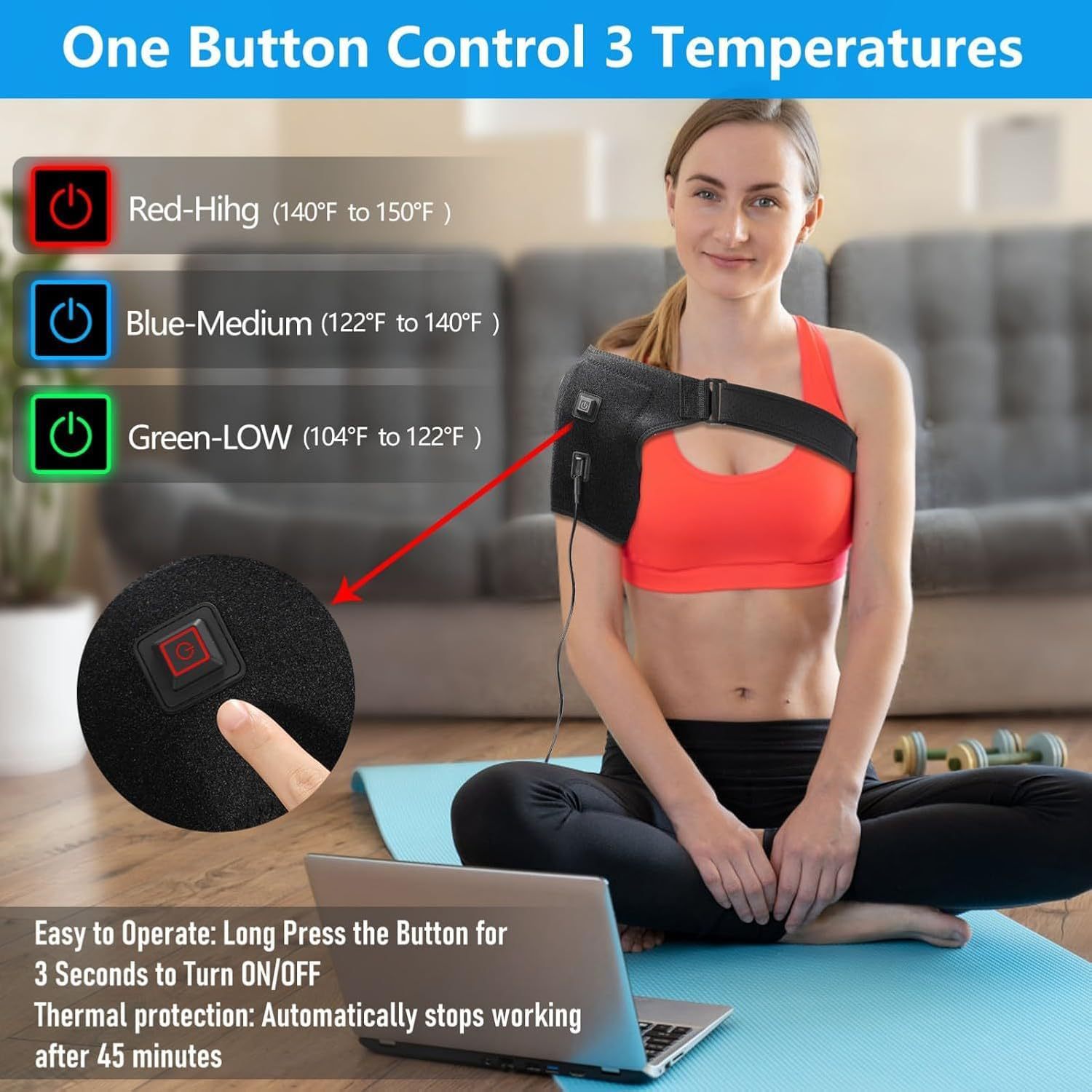 USB-beheiztes Schulterwickel-Thermo-Schulterpolster zur Linderung von Nacken- und Gelenkschmerzen, einzeln