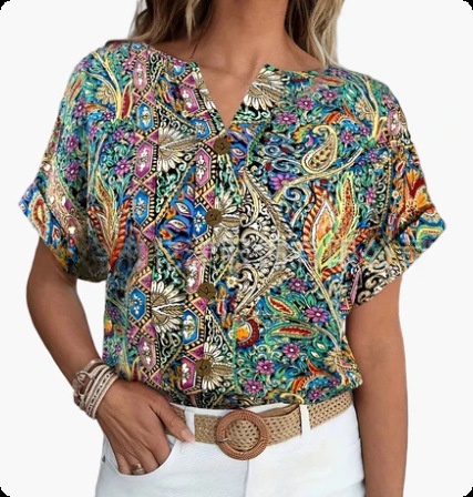 V-neck T-shirt Womens Short-sleeve Top