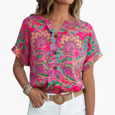V-neck T-shirt Womens Short-sleeve Top