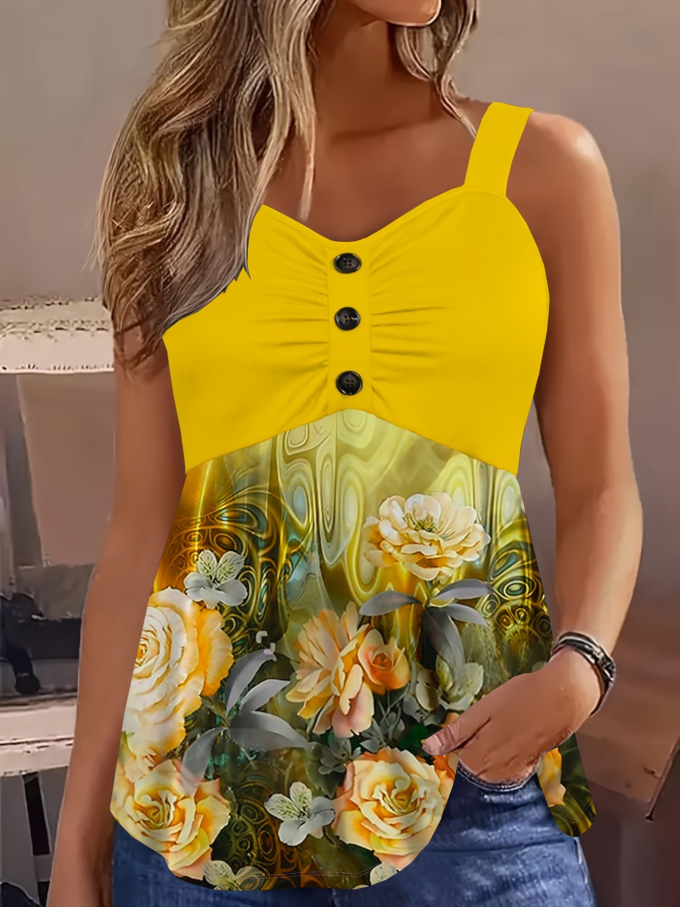 Versatile Floral Print Cool Camisole Womens Fashion Top