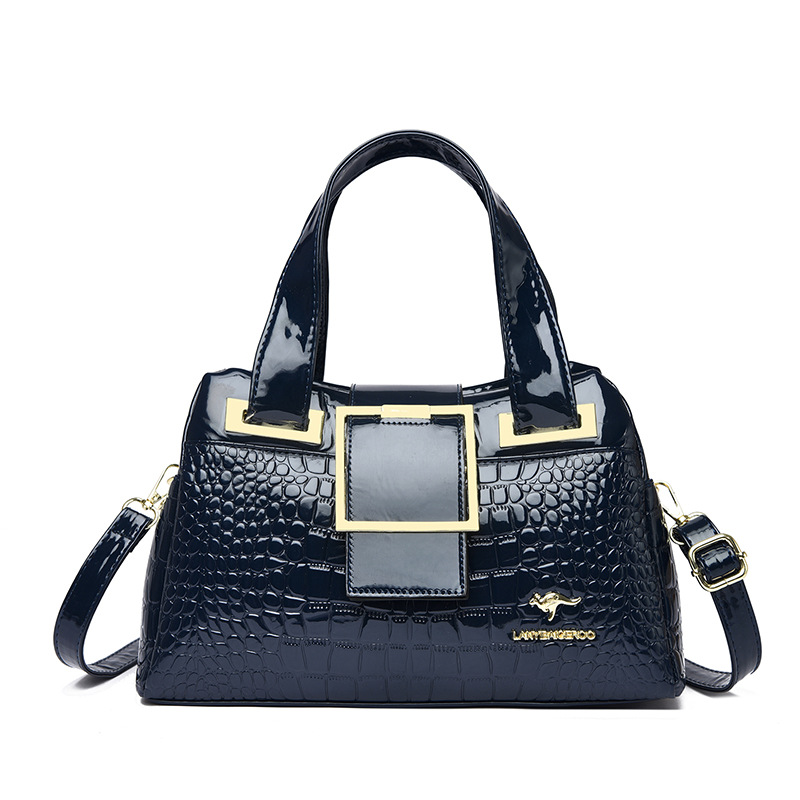 Versatile Soft Leather Crocodile-pattern Crossbody Tote Bag
