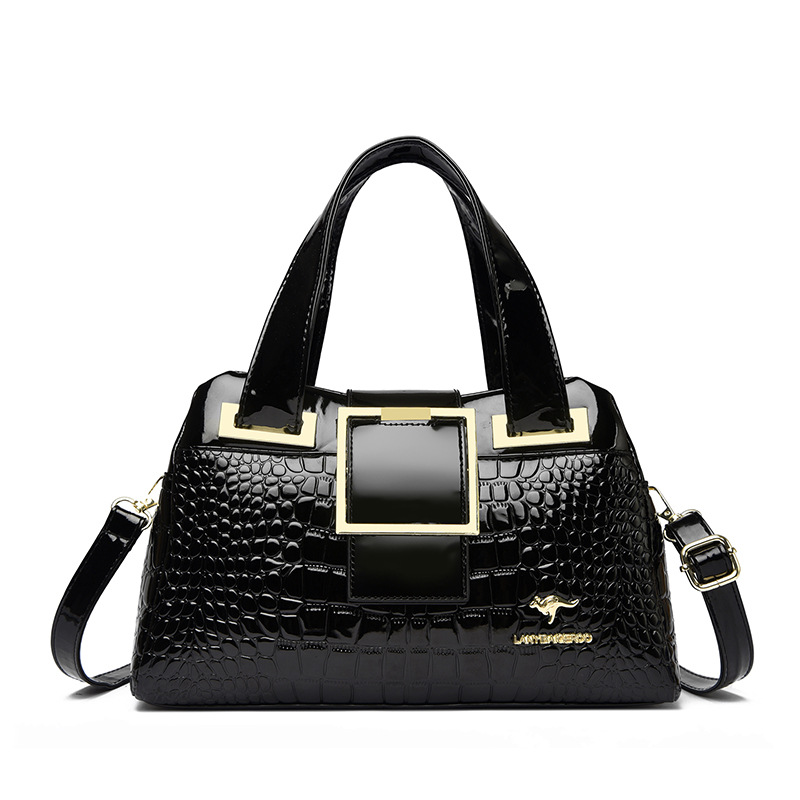 Versatile Soft Leather Crocodile-pattern Crossbody Tote Bag