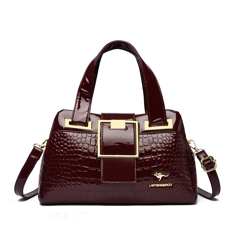 Versatile Soft Leather Crocodile-pattern Crossbody Tote Bag