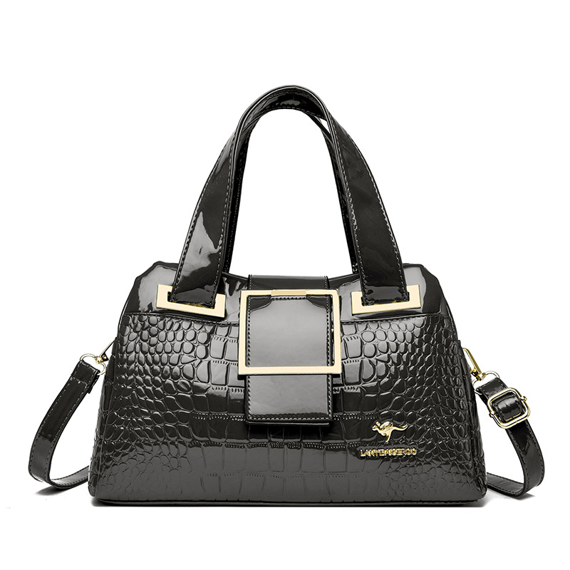 Versatile Soft Leather Crocodile-pattern Crossbody Tote Bag