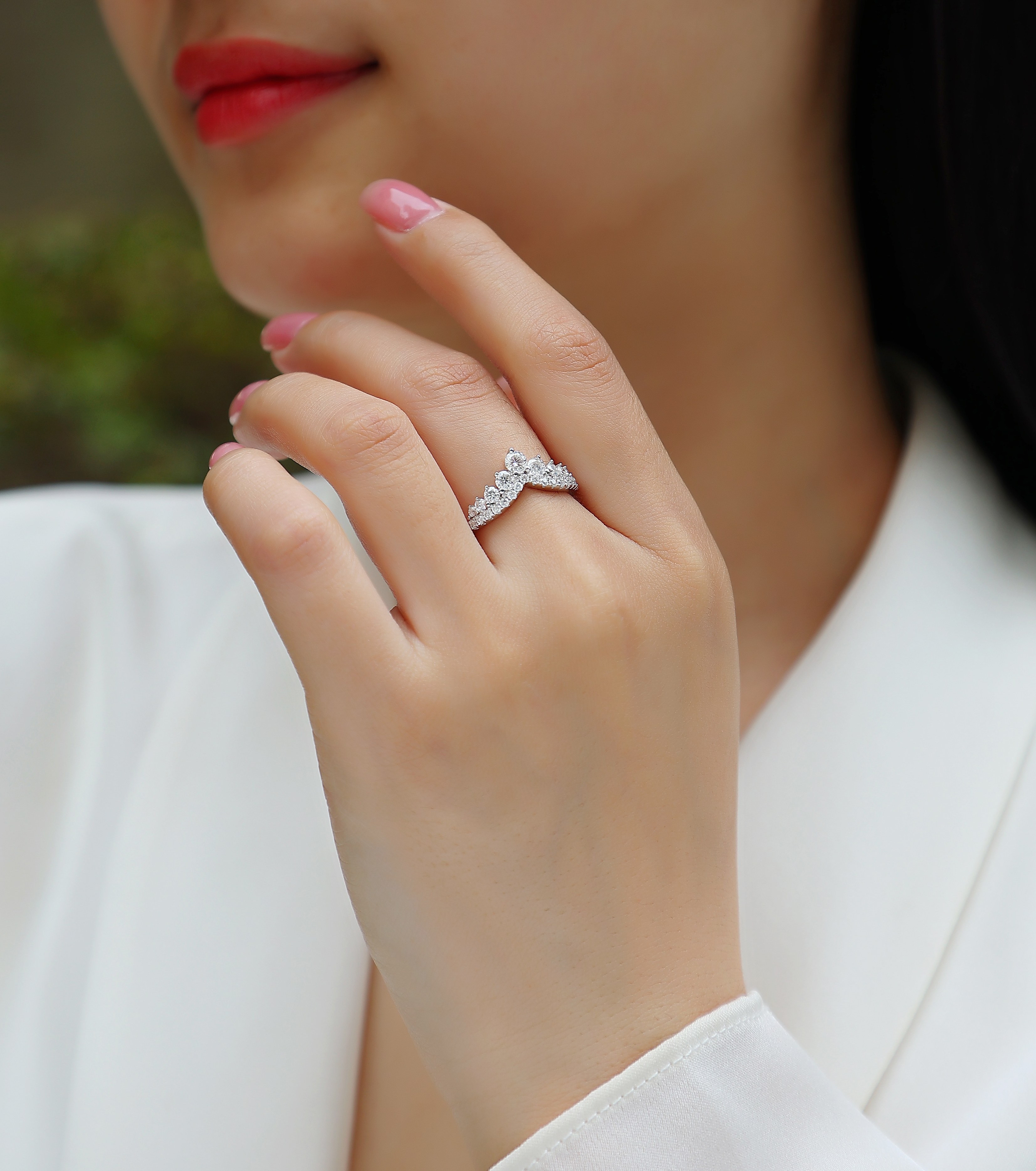 Victoria - A Wedding Ring Set With Top-quality Moissanite Silver And Platinum-plated