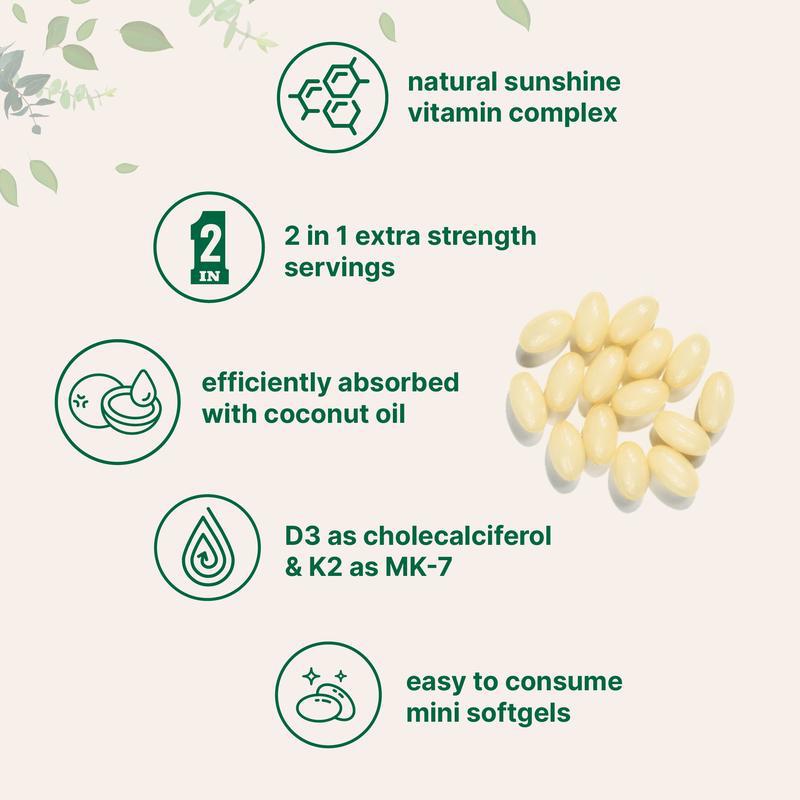 Vitamina D3 K2 Softgel 10.000 UI D3 200 Mcg K2 con olio di cocco Supporto immunitario per la salute delle ossa