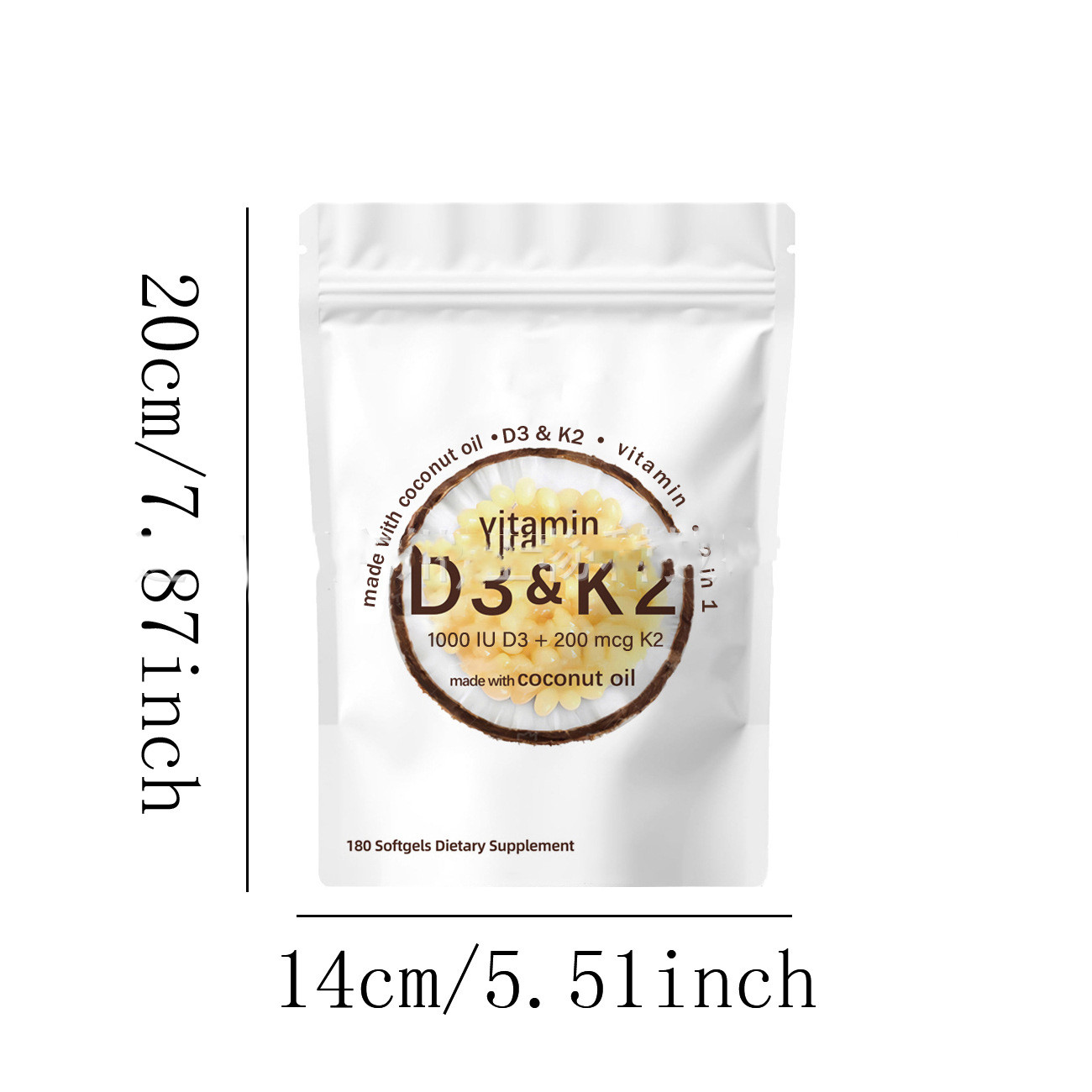 Vitamina D3 K2 Softgel 10.000 UI D3 200 Mcg K2 con olio di cocco Supporto immunitario per la salute delle ossa