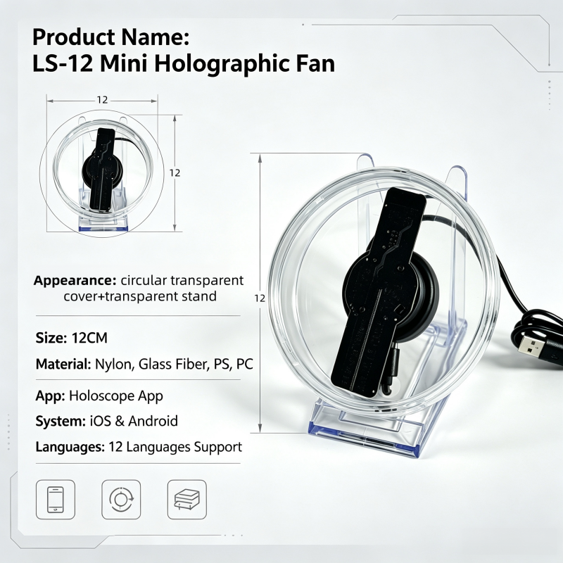 Wiilala Disesktop 3D Holographic Fan, 4,72 Zoll 3D Holographic Fan mit WiFi-Projektor