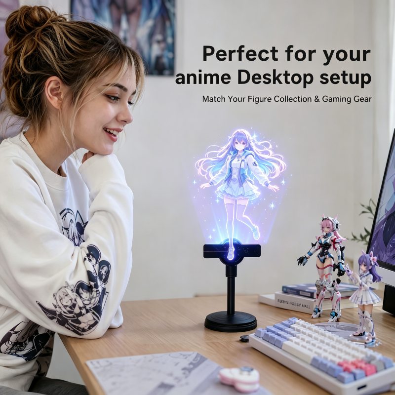 Wiilala Disesktop 3D Holographic Fan, 4,72 Zoll mit, APP-Übertragung integriertem Video – HD
