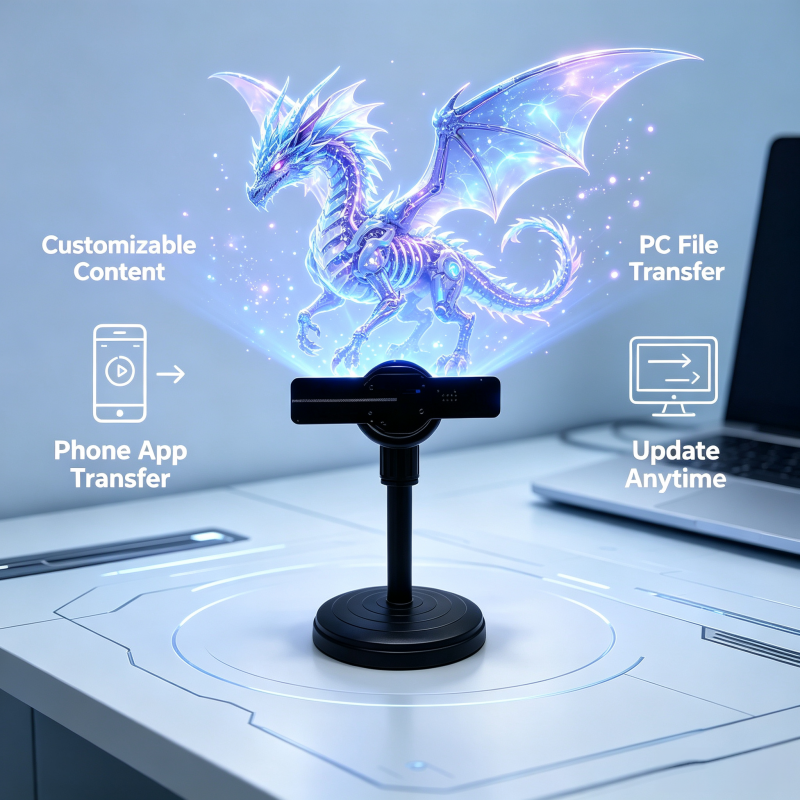 Wiilala Disesktop 3D Holographic Fan, 4,72 Zoll mit, APP-Übertragung integriertem Video – HD