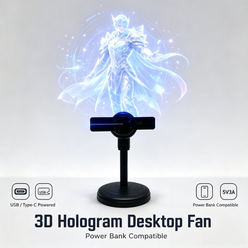 Wiilala Disesktop 3D Holographic Fan, 4,72 Zoll mit, APP-Übertragung integriertem Video – HD