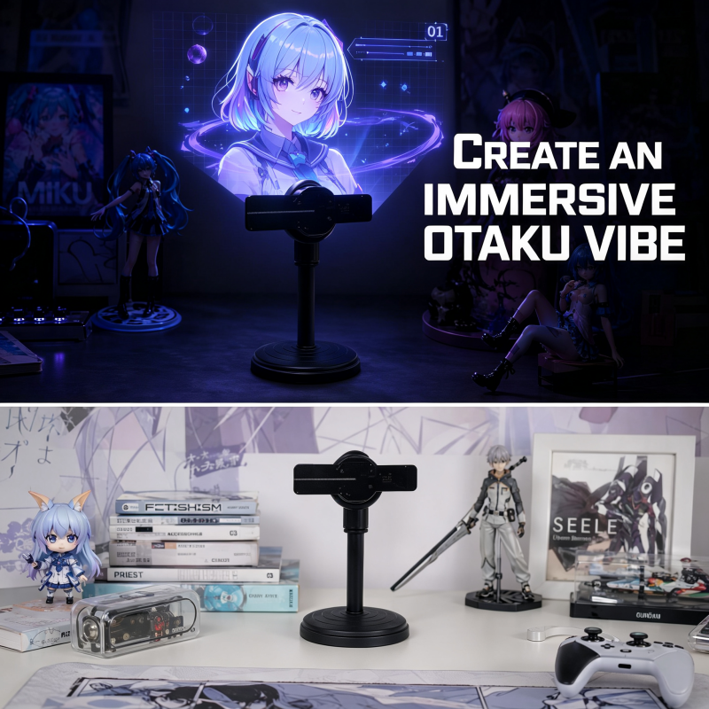 Wiilala Disesktop 3D Holographic Fan, 4,72 Zoll mit, APP-Übertragung integriertem Video – HD