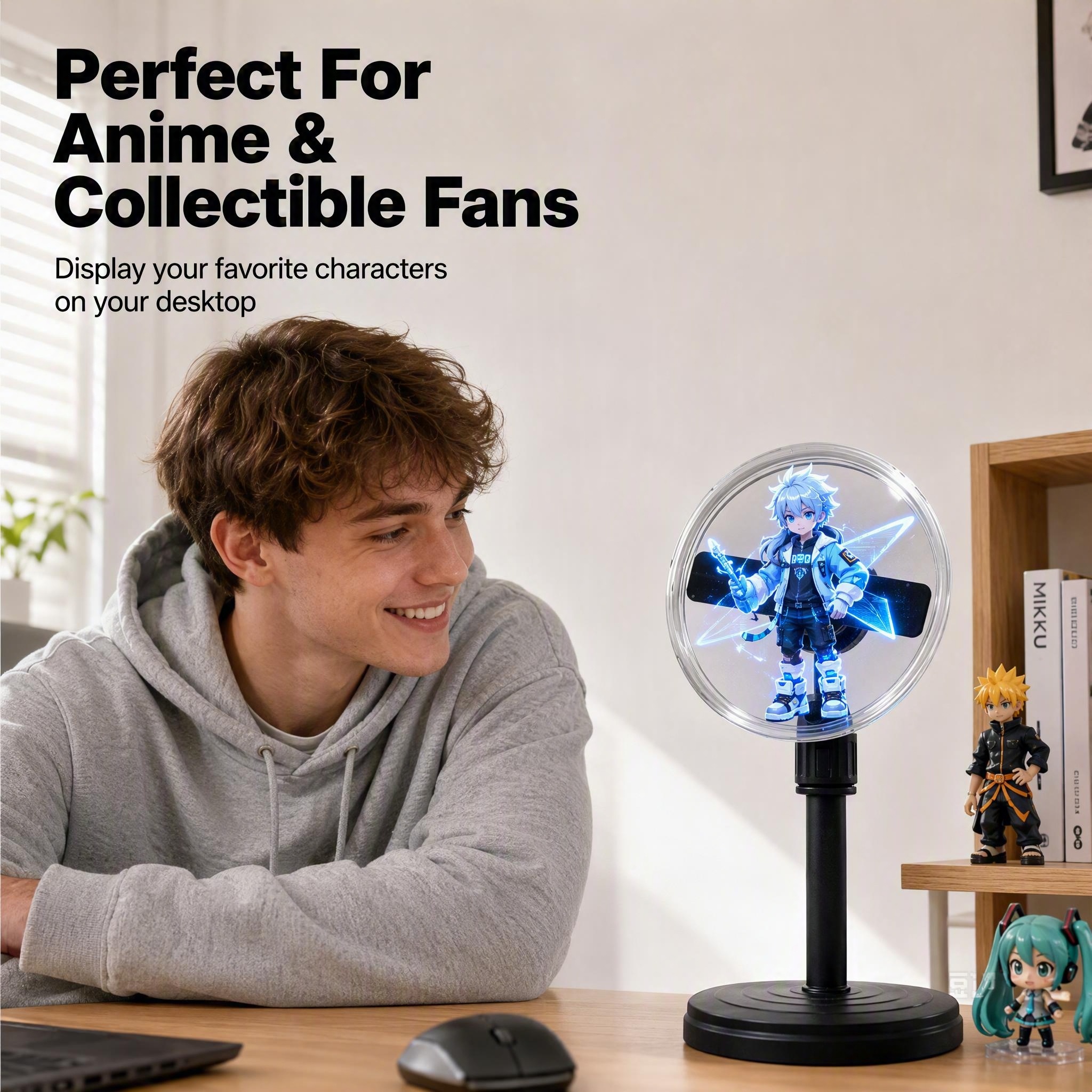 Wiilala Disesktop 3D Holographic Fan, 4.72 Inch With WiFi Projector, Built-in Video - HD