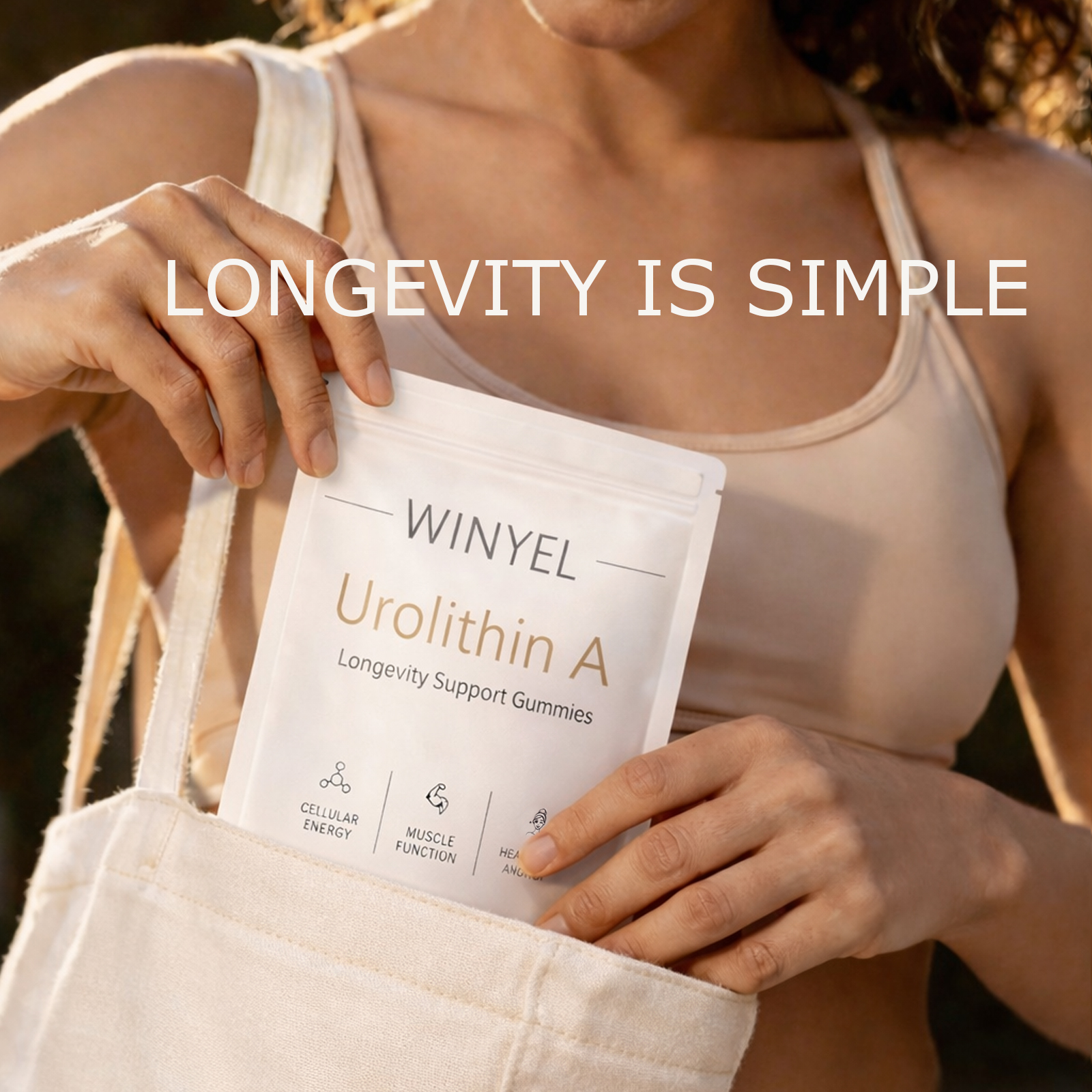 Gomitas suplementarias de urolitina A WINYEL: para un envejecimiento saludable, energía celular y fuerza muscular