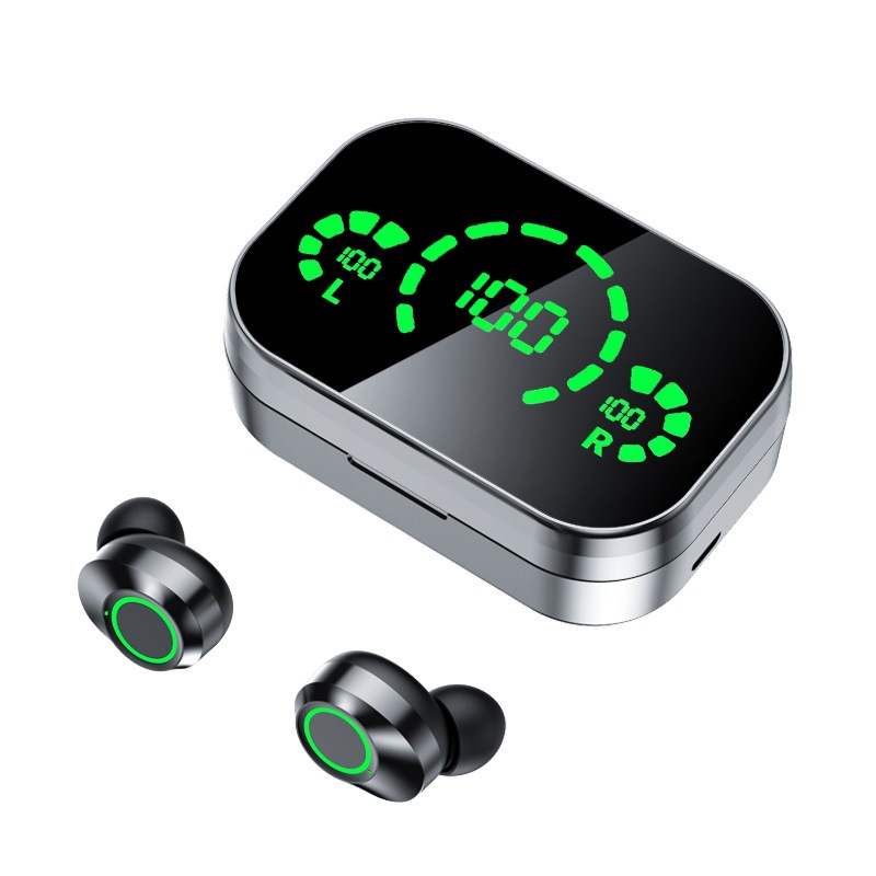 سماعة رأس لاسلكية متوافقة مع تقنية Bluetooth TWS بشاشة كبيرة وشاشة رقمية ذكية في الأذن