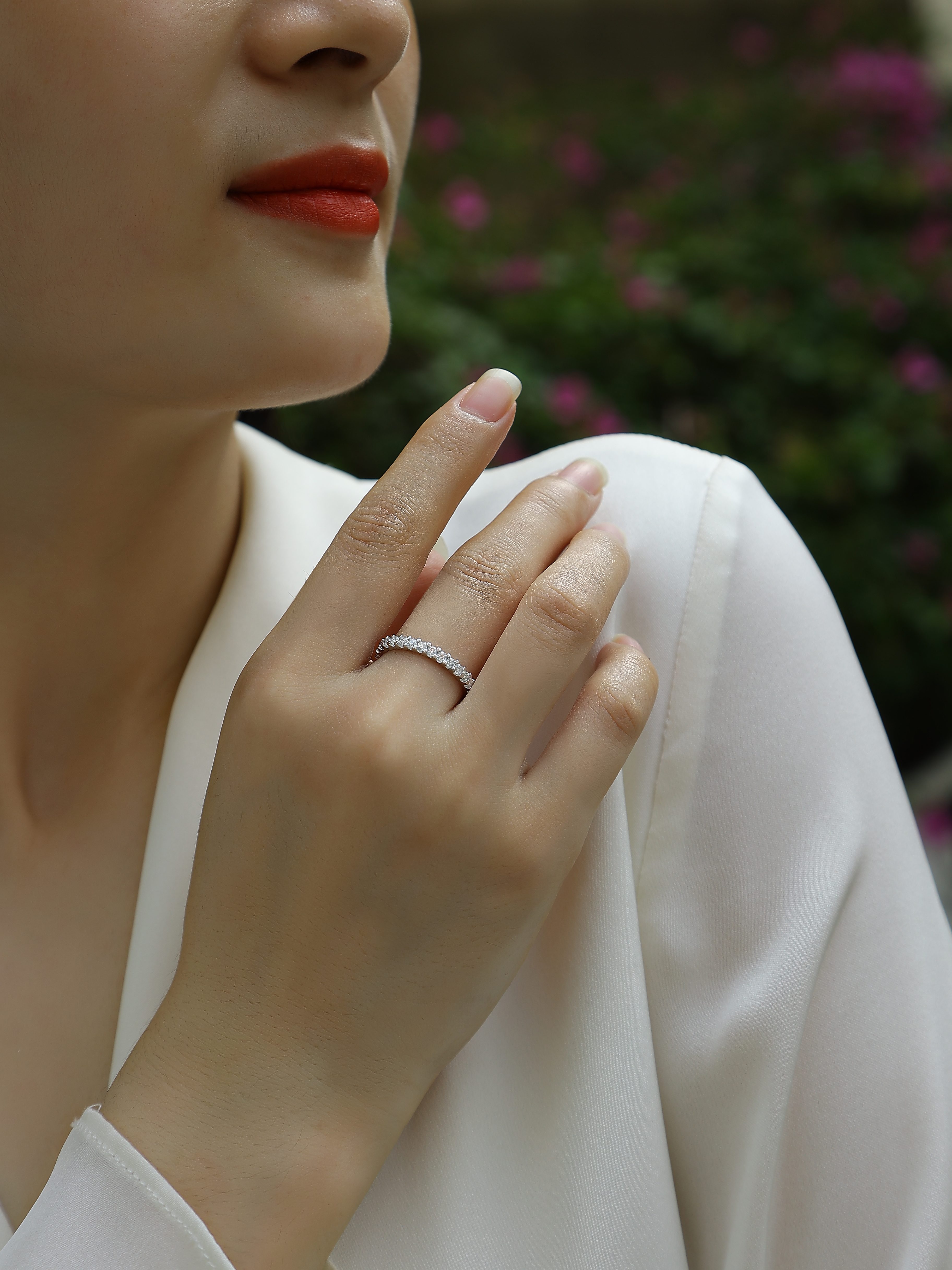 Wish - A Wedding Ring Set With Top-quality Moissanite In Silver And Platinum-plated. The