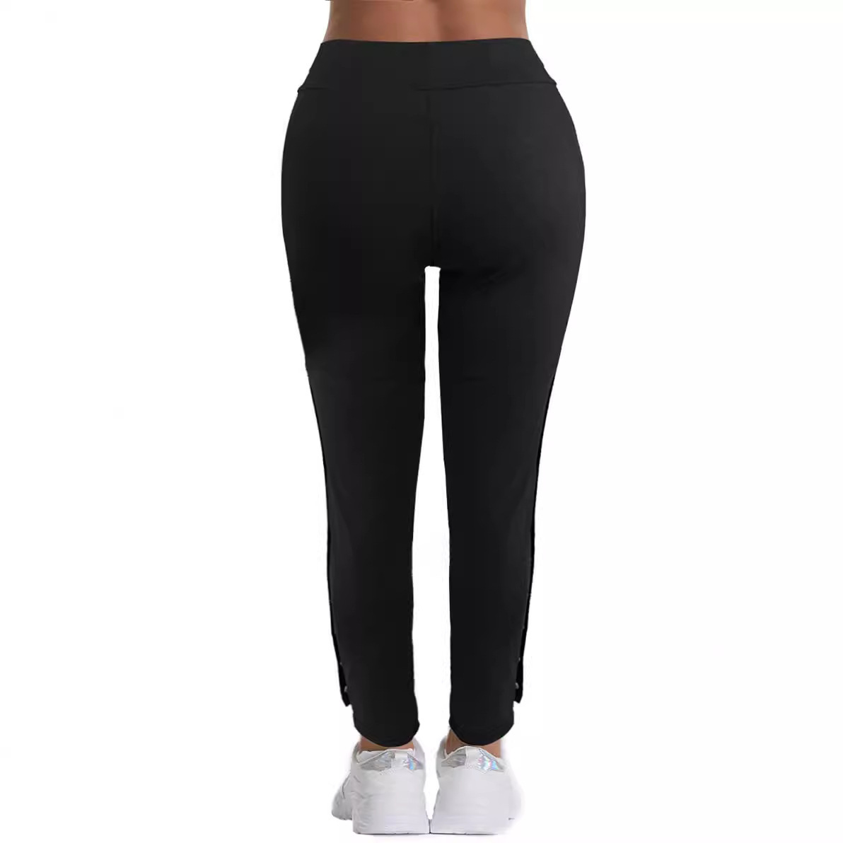 Women High Waist Stretch Cargo Pants Side Button Decor Flared Yoga Pants With Pockets