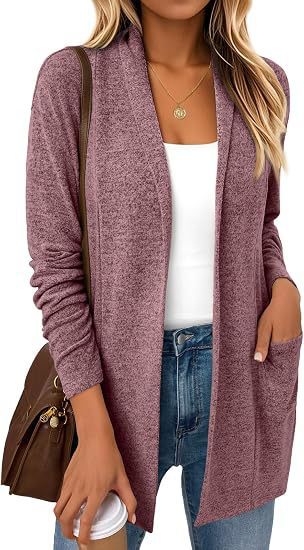 Lässige Strickjacke für Damen im Herbst und Winter – langärmeliger, einfarbiger, locker sitzender Strickmantel