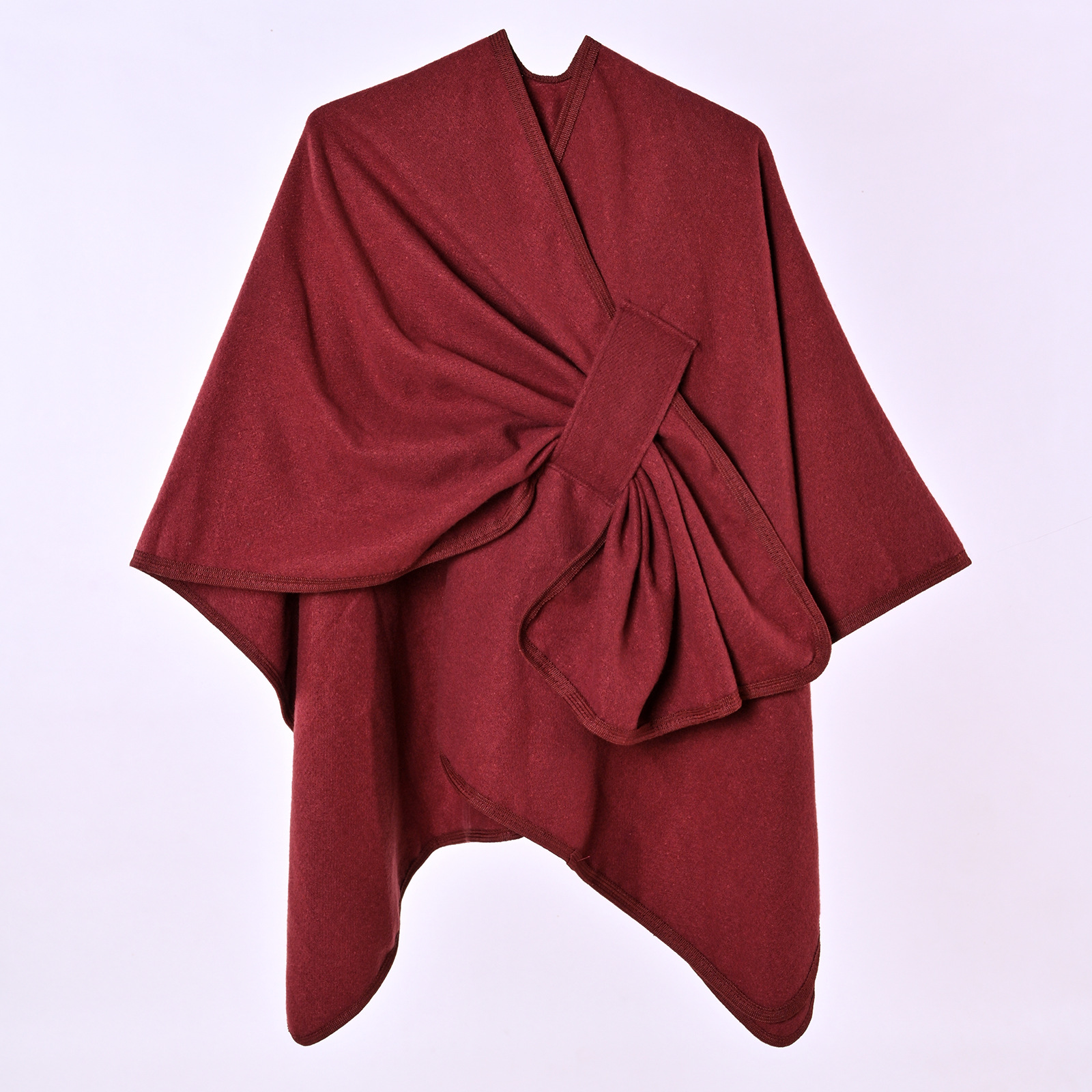 Women's Autumn Winter Warm Poncho, Minimalist Double-Sided Solid Color Split Faux Cashmere