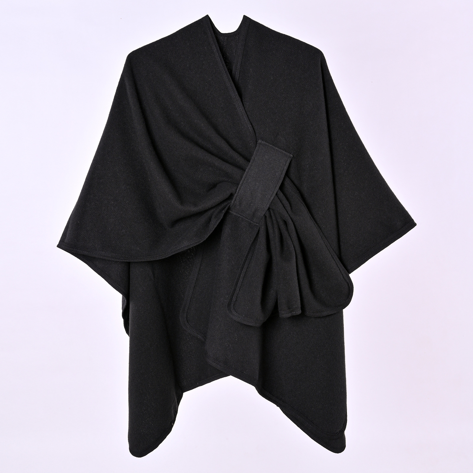 Women's Autumn Winter Warm Poncho, Minimalist Double-Sided Solid Color Split Faux Cashmere
