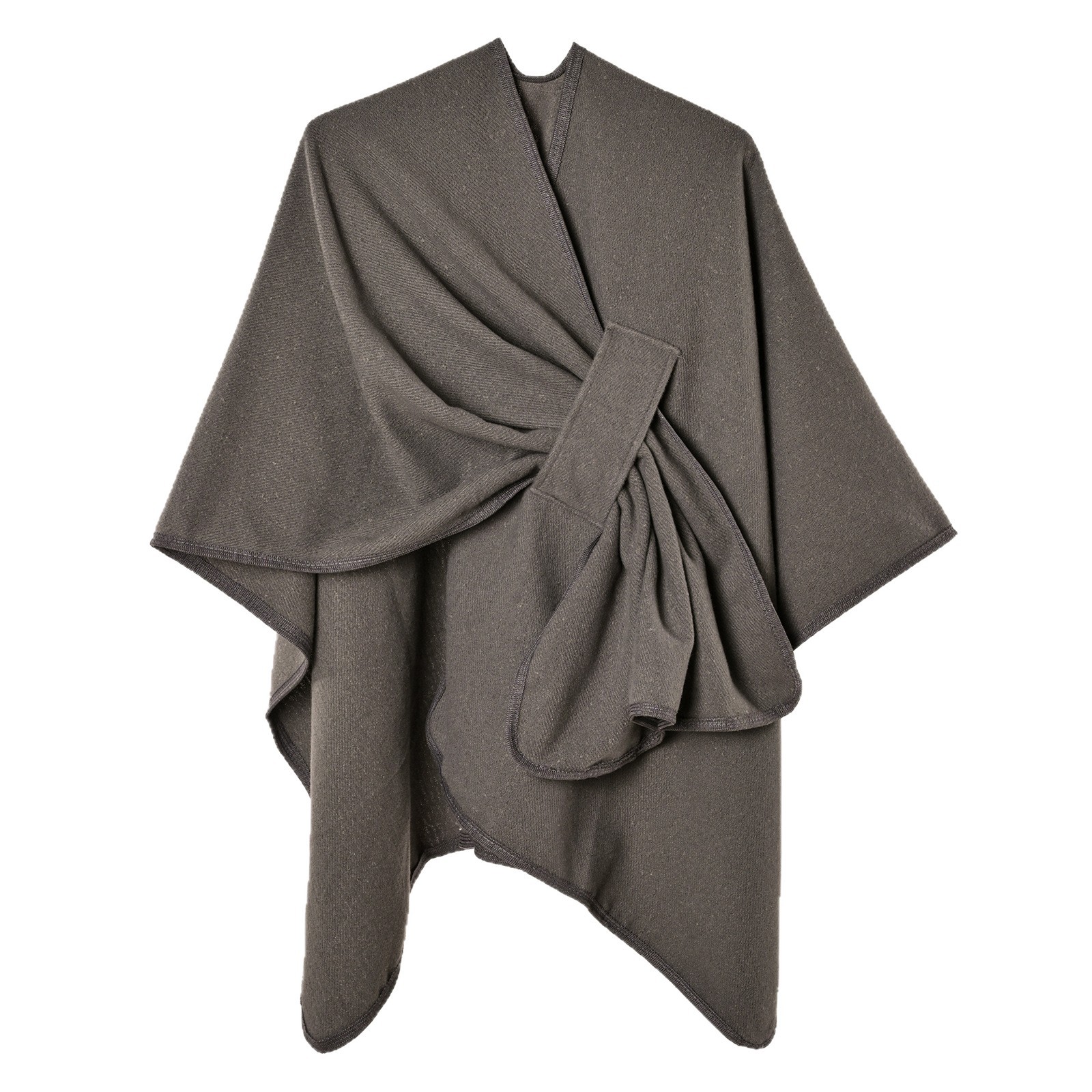 Women's Autumn Winter Warm Poncho, Minimalist Double-Sided Solid Color Split Faux Cashmere