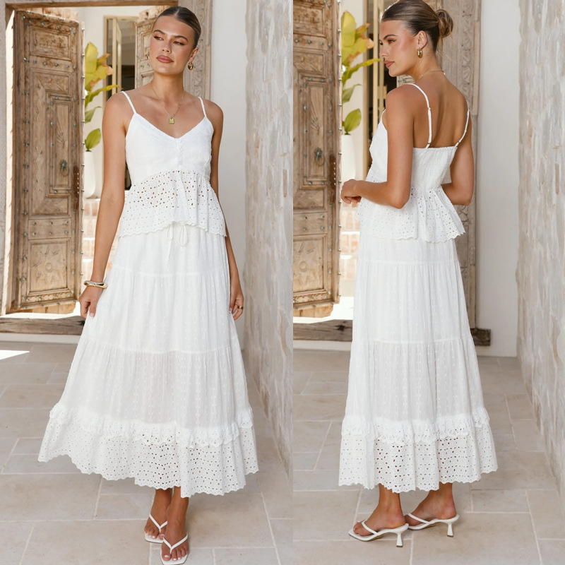 Women's Camisole Top Patchwork Lace Skirt