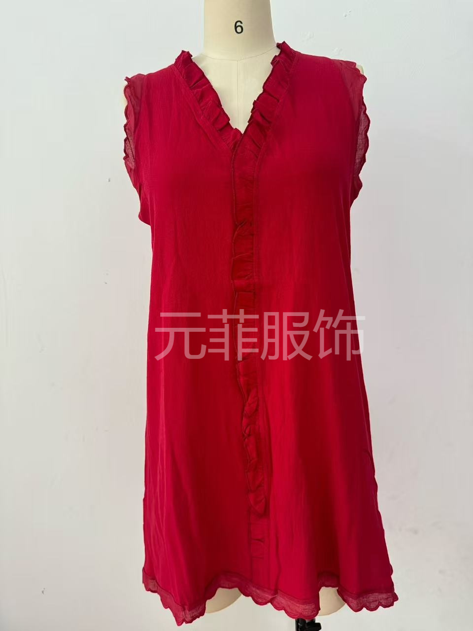 Women's Casual Cotton Linen Dress Solid Color Embroidered Ruffle Hem European American